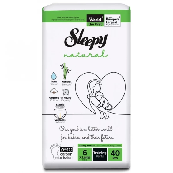 Подгузники-трусики Sleepy Natural Ultra Sensitive Double XLarge 6 (15-25 кг), 40 шт - image 1