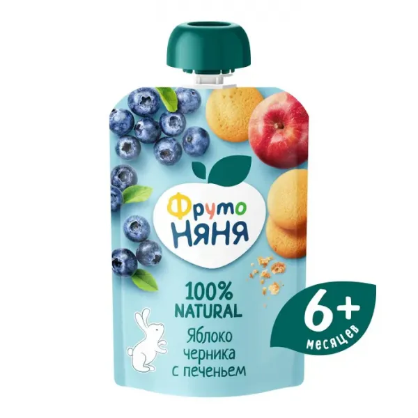 FrutoNanny Piure de prajituri mere, afine si biscuiti 90g - image 1