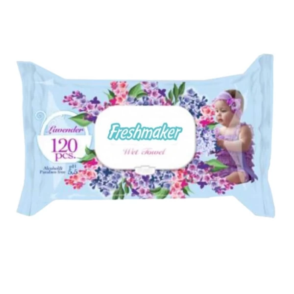 Freshmaker Салфетки влажные Lavander 120шт. с крышкой - image 1