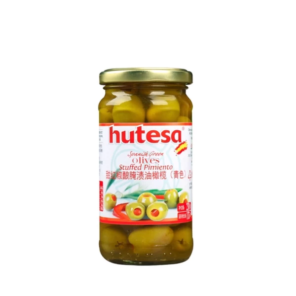 Olive verzi Hutesa cu ardei rosu 350gr - image 1