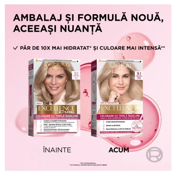 Excellence Vopsea de par 9.1 Blond Foarte Deschis Cenusiu - image 3
