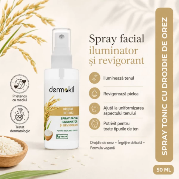 Dermokil Spray facial iluminator și revitalizant cu drojdie de orez, 50 ml - image 2