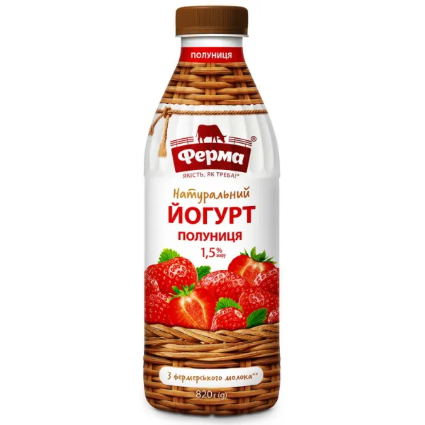 Йогурт Ферма с наполнителем Клубника 1,5% 820г 820г - image 2