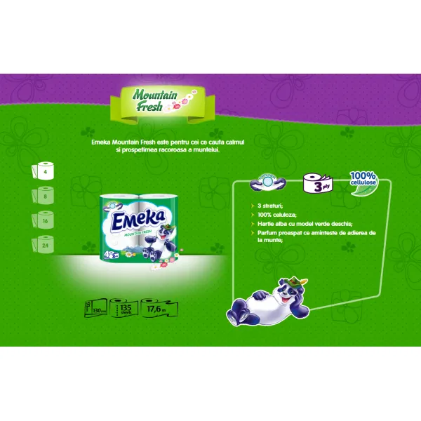 Emeka Hartie igienica, 3 straturi, 4 role Mountain Fresh - image 2