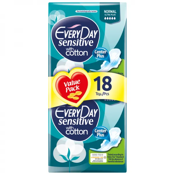 Everyday Absorbante Ultra Plus Sensitive with cotton - Normal 18buc - image 1