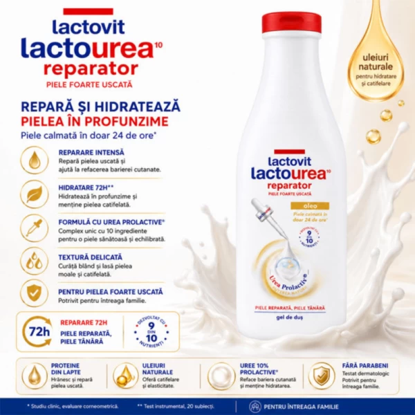Lactovit Восстанавливающий гель для душа с олео-лактомочевиной 600 мл - image 2