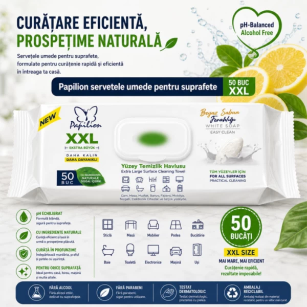 Влажные салфетки для поверхностей XXL Papilion 50 шт - image 2