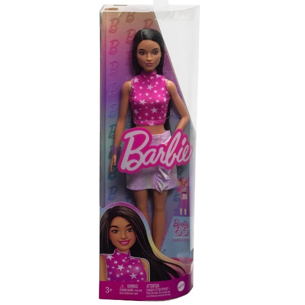Кукла Barbie Модница с черными прямыми волосами и радужной юбкой, HRH13 - image 3
