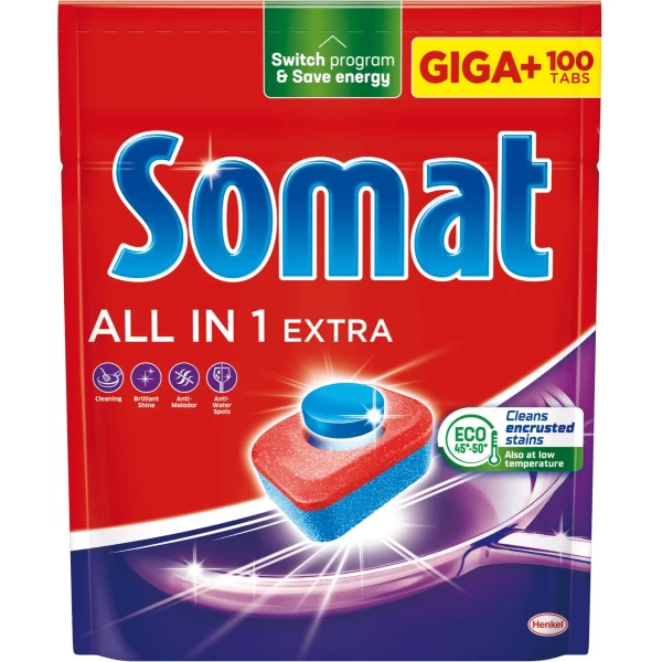 Somat Detergent pentru masina de spalat vase All in One Extra 100 tabs - image 1