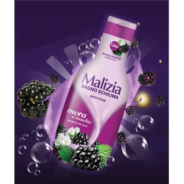 Гель-пена для душа и ванны Malizia Ежевика и мускус 1000 мл - image 3