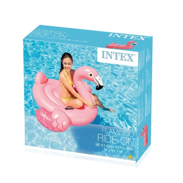Детский надувной плотик Intex 57558 Фламинго с ручками 142х137х97 см - image 1