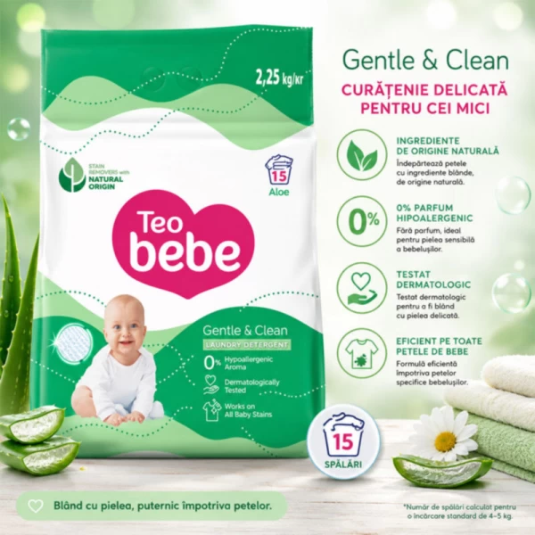 Детский стиральный порошок Teo Bebe Gentle & Clean Алоэ 2,25 кг - image 2