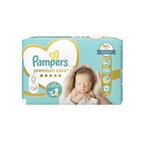 Pampers Подгузники Premium Care №0, для новорождённых, 1–2,5 кг, 30 шт - image 1