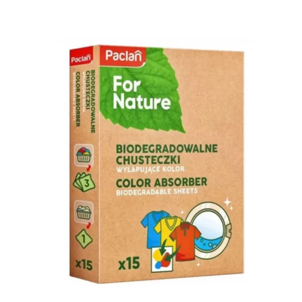 Салфетки для предотвращения окрашивания белья во время стирки Paclan For Nature Color Absorber 15 шт - image 1