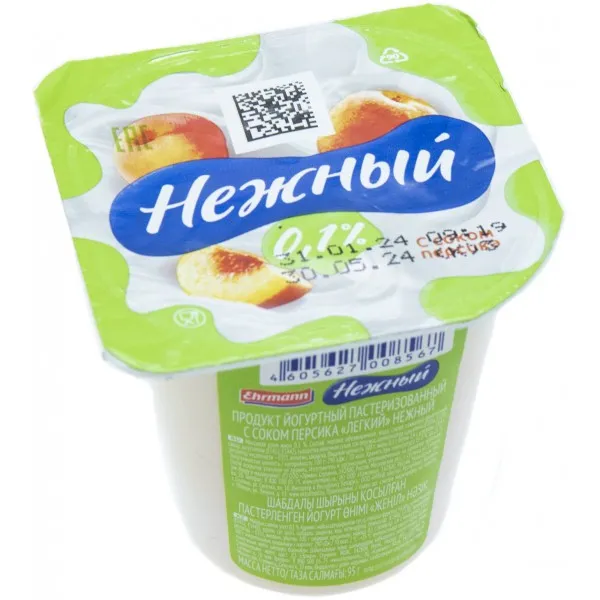 Йогурт Легкий Нежный 0.1% с соком персика 95 г - image 1
