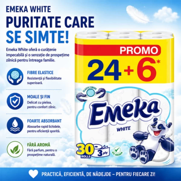 Emeka Hartie igienica, 3 straturi, 24+6 role White - image 2
