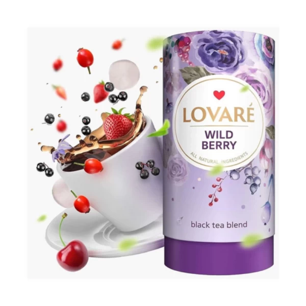 Lovare Ceai 80g negru Wild Berry, cu fructe de pădure și petale de flori - image 3