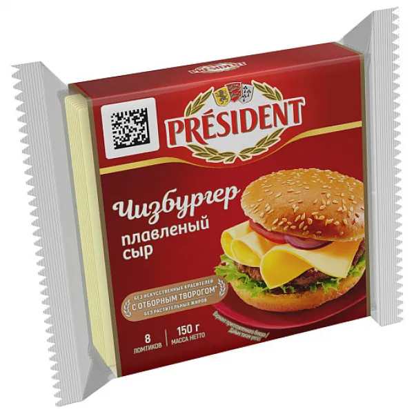*Cascaval topit felii CHEESEBURGER President 40% 150g - image 1