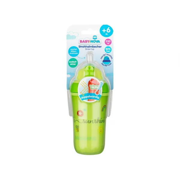 Baby Nova Чашка для питья с соломинкой, 300 мл, 6 месяцев+, BPA-free, 1 шт. - image 1