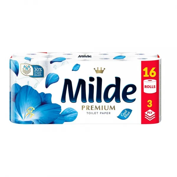 Milde Туалетная бумага, 3 слоя, 16 рулонов Cool Blue - image 1