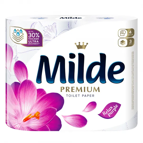 Milde Туалетная бумага, 3 слоя, 4 рулона Relax Purple - image 1