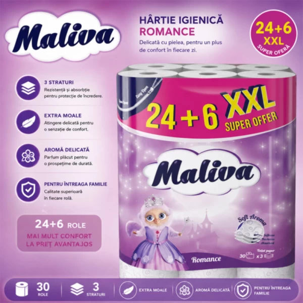 Maliva Hartie igienica 24+6 role 3 straturi Romance - image 2
