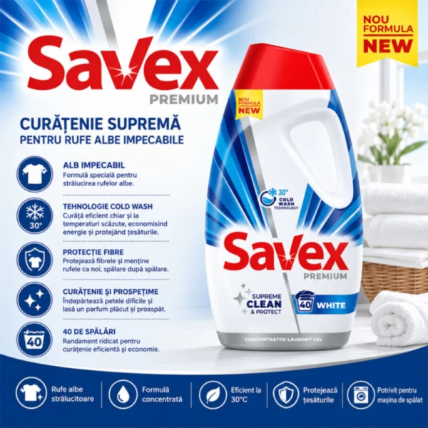 Savex Detergent lichid 1.8L Premium White - image 2