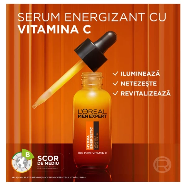 L'Oreal Paris Men Expert Hydra Energetic Осветляющая сыворотка для мужчин, витамина С, 30 мл - image 4