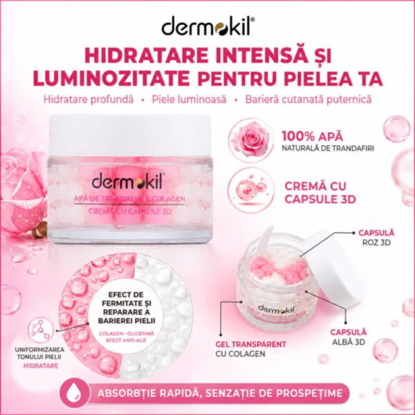 Dermokil Crema 3D cu capsule 50 ml Rose Water - image 3