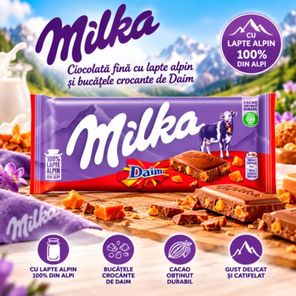 Milka Ciocolata cu bucati de caramela si migdale 90 gr - image 3