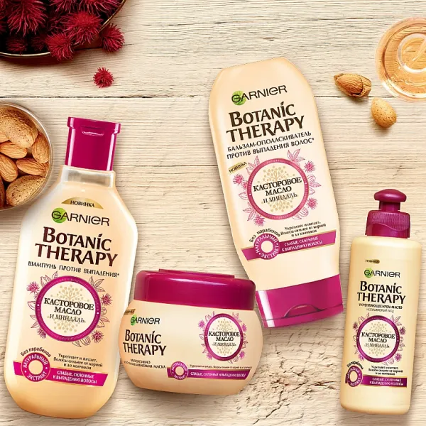 Garnier Botanic Бальзам Касторовое масло и миндаль для ломких волос с тенденцией к выпаден 200мл - image 2