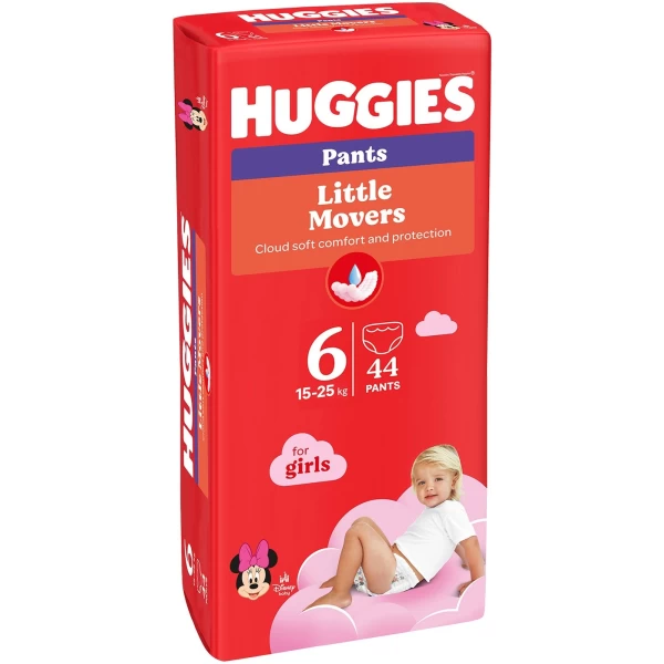 Huggies Little Movers подгузники-трусики №6, 16-22 кг, для девочек, 44 шт - image 1