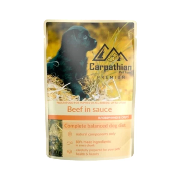 Carpathian Premium hrana pentru catei vita in sos 100g - image 1