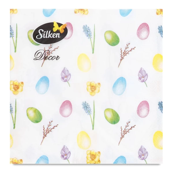 Салфетки бумажные Silken 3-х слойные 33x33см Decor 18шт - image 1