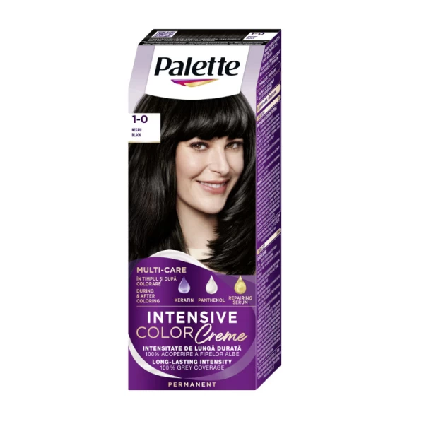 Palette Vopsea de par Intensive Color Cream 1-0 (N1) Negru, 110 ml - image 1