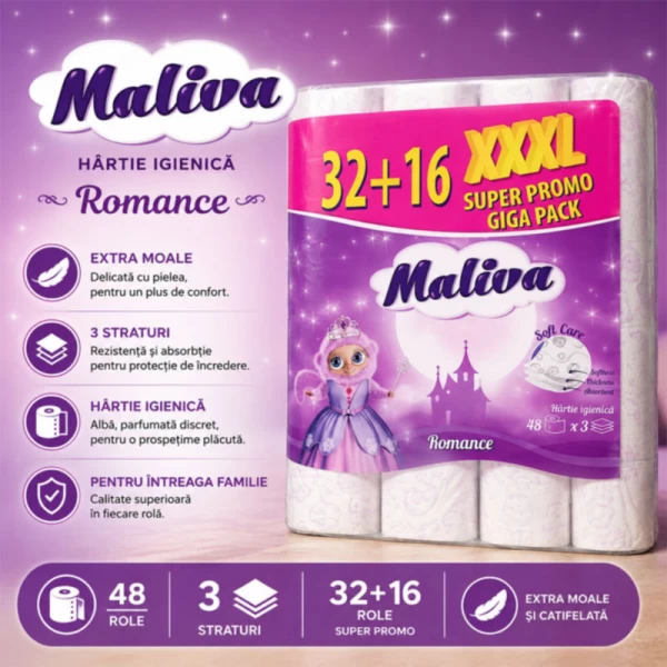 Maliva Hartie igienica 32+16 role 3 straturi Romance - image 2