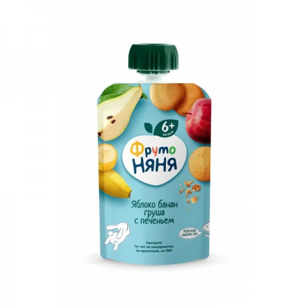 FrutoNanny Piure din mar, banan, pere si biscuiti 90g - image 1