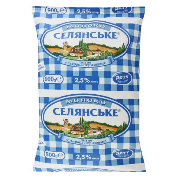 Молоко Селянське ультрапастеризованное 2,5% 900г - image 1