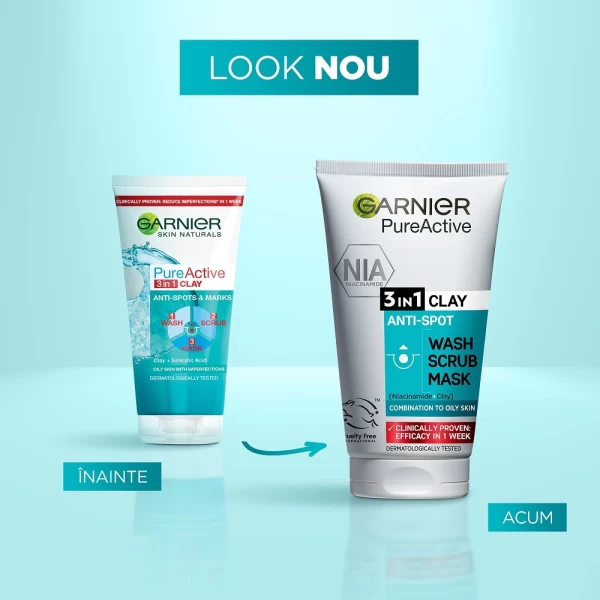 Гель для очищения 3 в 1 Skin Naturals Pure Active, 150 мл, Garnier - image 2
