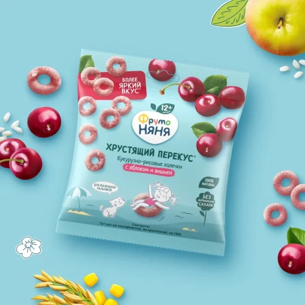 FrutoNanny FrutoPuffs orez, porumb, mar si visina 21g - image 3