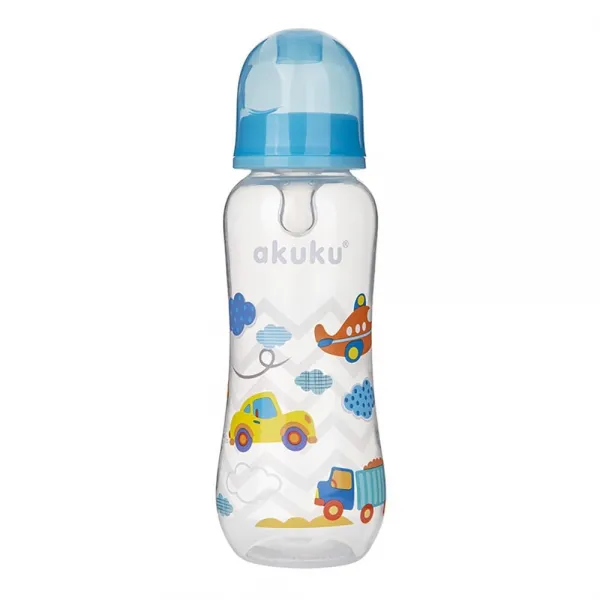 Biberon cu tetina din silicon, 250 ml, 0+, Albastru - image 1