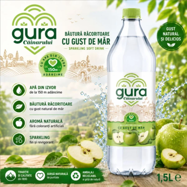 Gura Cainarului Apa minerala gazata cu aroma mar 1,5 l - image 2