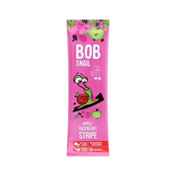 Bomboane naturale Bob Snail de mere si zmeura stripes 14g - image 1