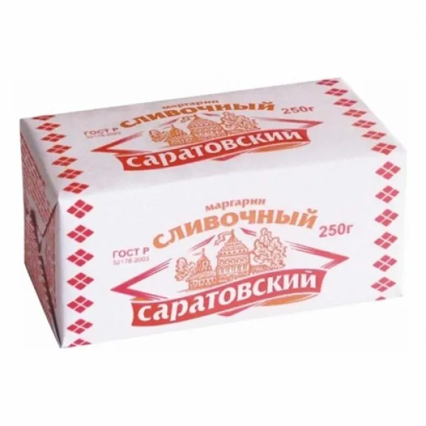 Маргарин Саратовский со сливочным вкусом и ароматом 60% перг 250г - image 1