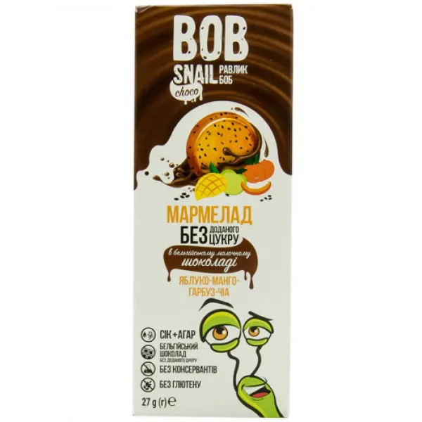 Bob Snail Marmelada naturala mere, mango, dovleac, chia si ciocolata belgiana 27g - image 1
