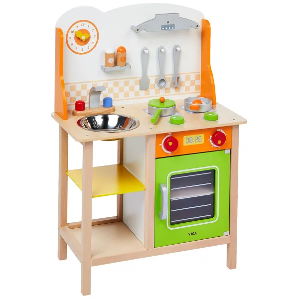 Детская кухня Viga Toys из дерева с посудой - image 2