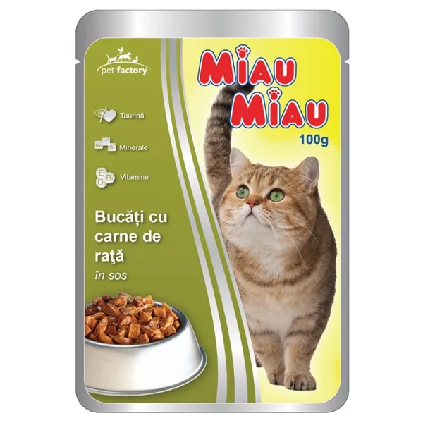 Miau Miau Hrana pentru pisici cu carne de rata in sos 100gr ( plic) - image 1