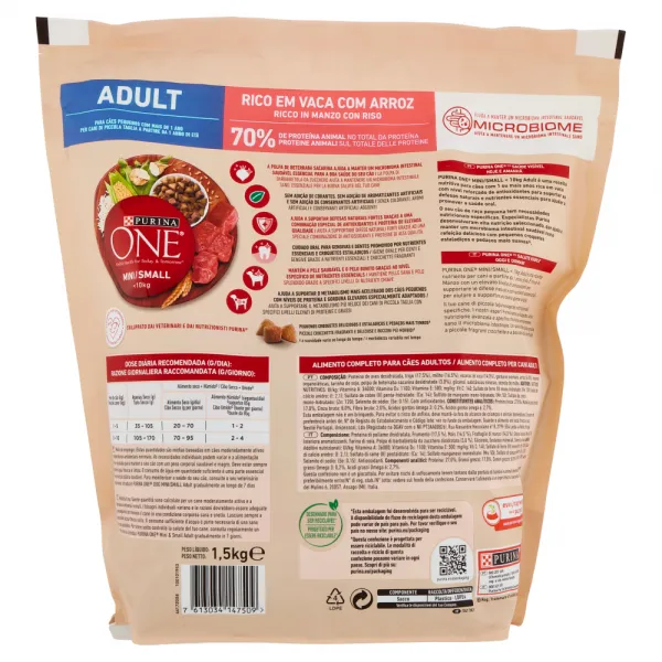 Purina One Mini Dog Adult hrana uscata pentru caini (vita,orez) 1,5kg - image 2