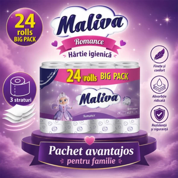 Maliva Туалетная бумага 24 рул 3слойная Romance - image 2
