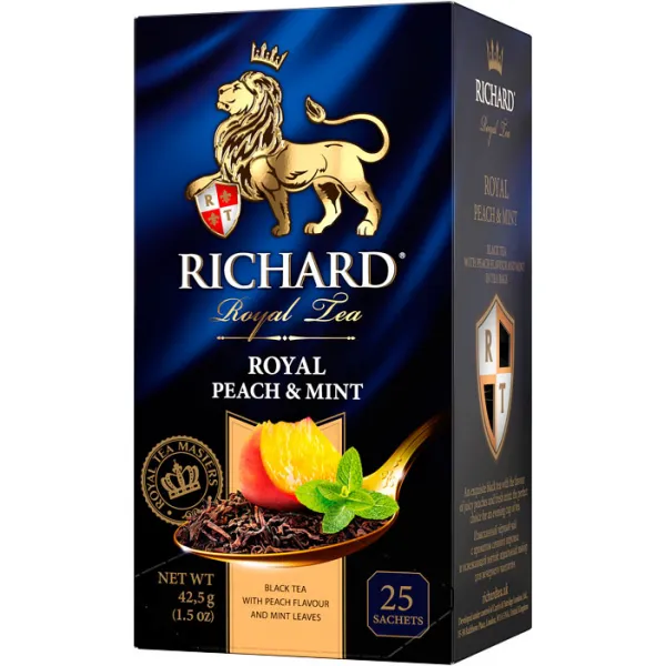 Чай черный Richard Royal Peach & Mint ароматизированный 25 пак - image 1